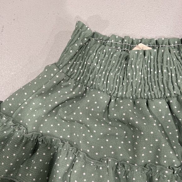 Altered State Skirt Women Large Green Ruffle Polkadot Layered Boho Hippie - Picture 2 of 11